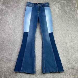 Hollister Jeans Women's 27 Blue Vintage Flare High Rise Two Tone Denim Festival
